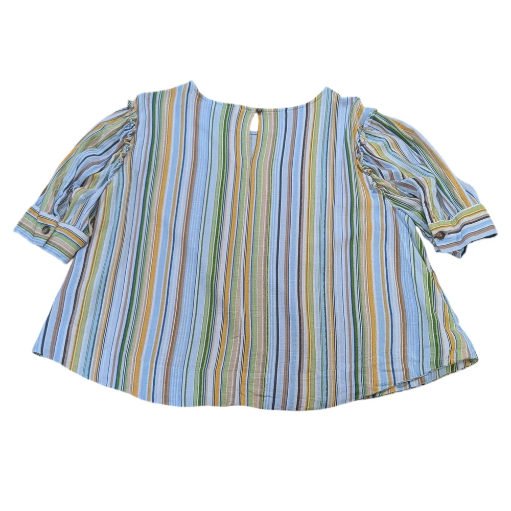 Lauren Conrad XL Colorful Vertical Stripe Top – Summer Festival Boho Chic Blouse - Picture 2 of 13